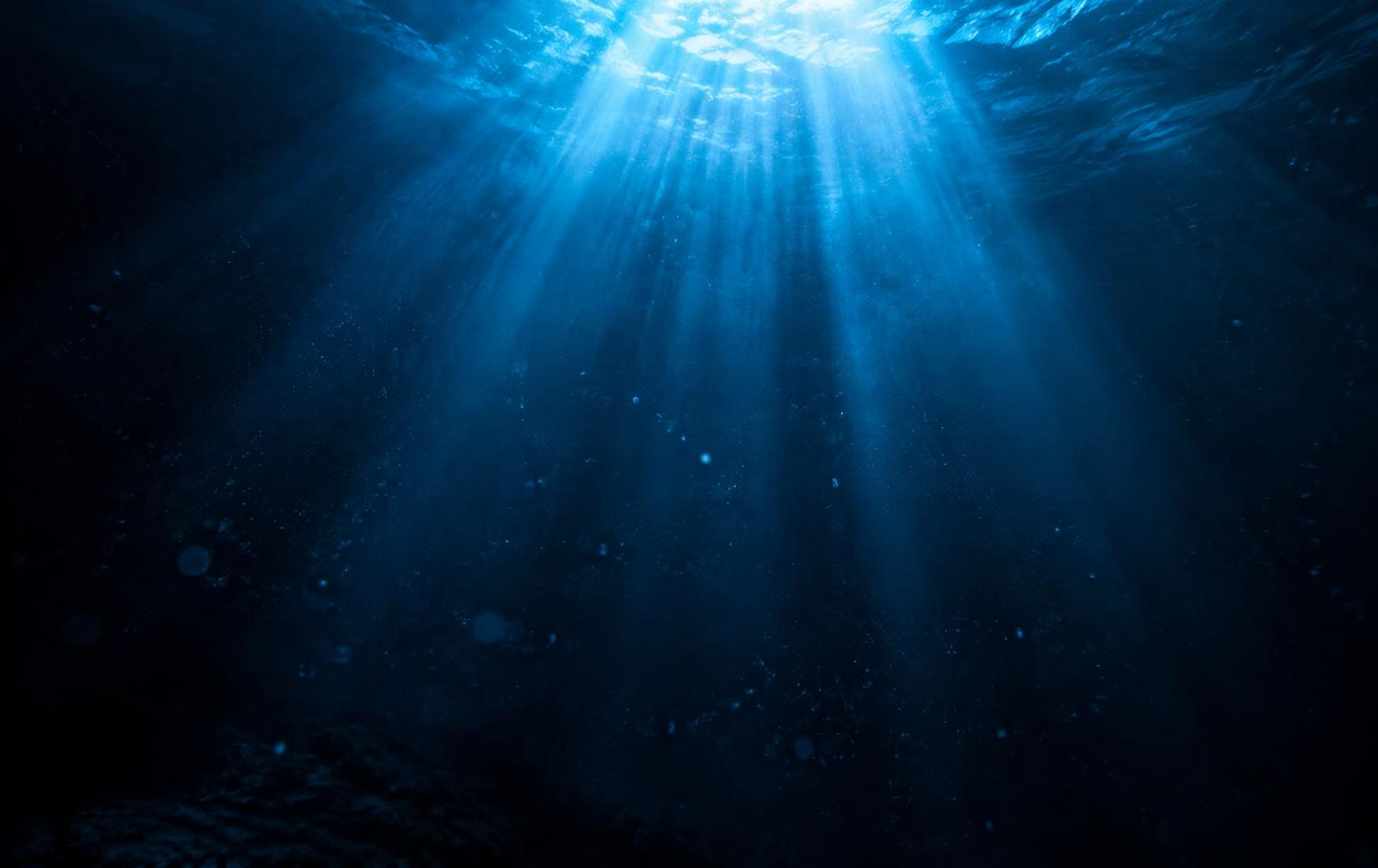 Sunlight descending into the deep ocean